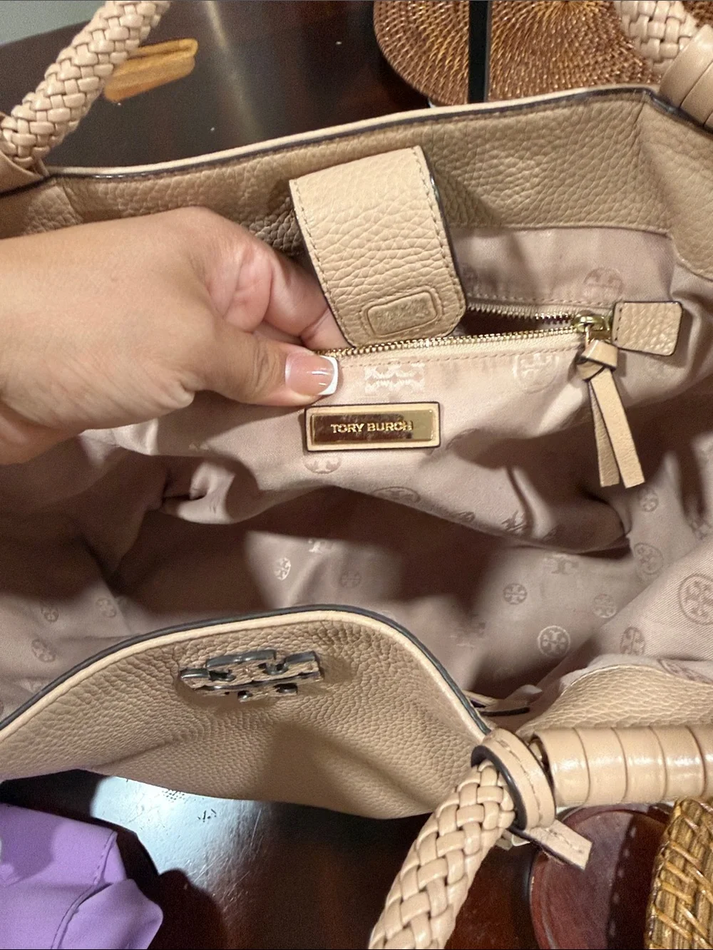 Tory Burch Large Taylor Pebbled Leather Tote Shoulder Bag